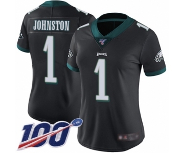 Women's Philadelphia Eagles #1 Cameron Johnston Black Alternate Vapor Untouchable Limited Player 100th Season Football Jersey