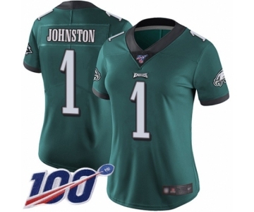 Women's Philadelphia Eagles #1 Cameron Johnston Midnight Green Team Color Vapor Untouchable Limited Player 100th Season Football Jersey