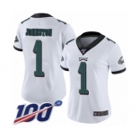 Women's Philadelphia Eagles #1 Cameron Johnston White Vapor Untouchable Limited Player 100th Season Football Jersey