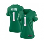 Women's Philadelphia Eagles #1 Jalen Hurts Kelly Green Game Stitched Jersey(Run Small)