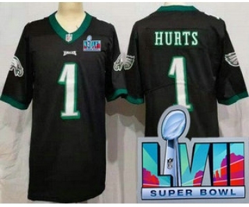 Women's Philadelphia Eagles #1 Jalen Hurts Limited Black Super Bowl LVII Vapor Jersey