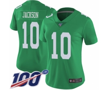 Women's Philadelphia Eagles #10 DeSean Jackson Limited Green Rush Vapor Untouchable 100th Season Football Jersey