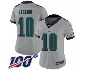 Women's Philadelphia Eagles #10 DeSean Jackson Limited Silver Inverted Legend 100th Season Football Jersey