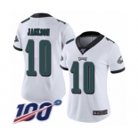 Women's Philadelphia Eagles #10 DeSean Jackson White Vapor Untouchable Limited Player 100th Season Football Jersey