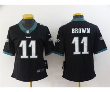 Women's Philadelphia Eagles #11 A. J. Brown Black Vapor Stitched Football Jersey