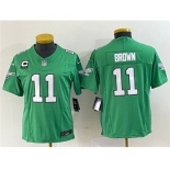 Women's Philadelphia Eagles #11 A. J. Brown Green 2023 F.U.S.E. With C Patch Stitched Football Jersey(Run Small)