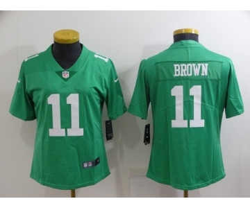 Women's Philadelphia Eagles #11 A. J. Brown Green Vapor Untouchable Limited Stitched Football Jersey