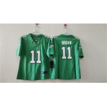 Women's Philadelphia Eagles #11 A. J. Brown Kelly Green Vapor Stitched Jersey