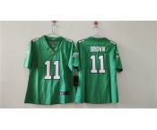 Women's Philadelphia Eagles #11 A. J. Brown Kelly Green Vapor Stitched Jersey