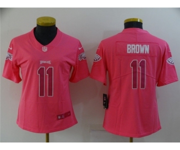 Women's Philadelphia Eagles #11 A. J. Brown Pink Stitched Football Jersey