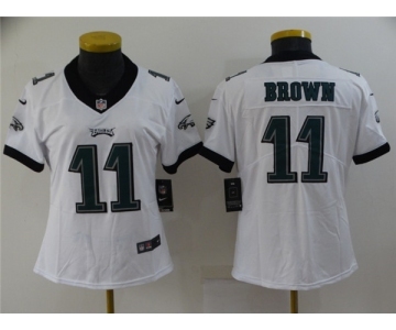 Women's Philadelphia Eagles #11 A. J. Brown White Vapor Stitched Football Jerse