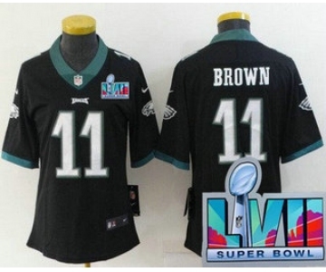 Women's Philadelphia Eagles #11 AJ Brown Limited Black Super Bowl LVII Vapor Jersey