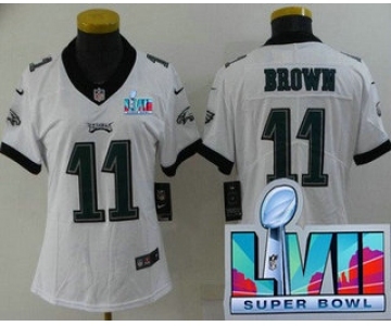 Women's Philadelphia Eagles #11 AJ Brown Limited White Super Bowl LVII Vapor Jersey