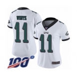 Women's Philadelphia Eagles #11 Carson Wentz White Vapor Untouchable Limited Player 100th Season Football Jersey