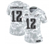 Women's Philadelphia Eagles #12 Randall Cunningham 2024 F.U.S.E Arctic Camo Salute To Service Limited Stitched Jersey