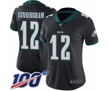 Women's Philadelphia Eagles #12 Randall Cunningham Black Alternate Vapor Untouchable Limited Player 100th Season Football Jersey