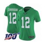 Women's Philadelphia Eagles #12 Randall Cunningham Limited Green Rush Vapor Untouchable 100th Season Football Jersey