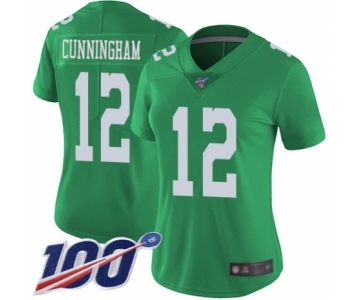 Women's Philadelphia Eagles #12 Randall Cunningham Limited Green Rush Vapor Untouchable 100th Season Football Jersey