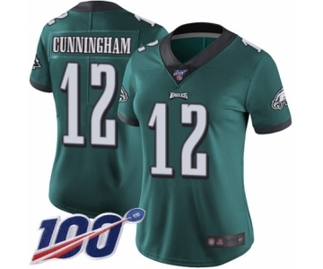 Women's Philadelphia Eagles #12 Randall Cunningham Midnight Green Team Color Vapor Untouchable Limited Player 100th Season Football Jersey