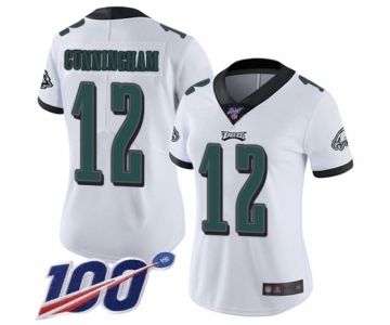 Women's Philadelphia Eagles #12 Randall Cunningham White Vapor Untouchable Limited Player 100th Season Football Jersey