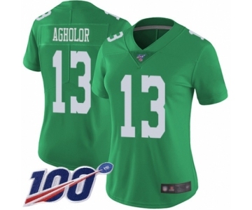 Women's Philadelphia Eagles #13 Nelson Agholor Limited Green Rush Vapor Untouchable 100th Season Football Jersey