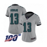 Women's Philadelphia Eagles #13 Nelson Agholor Limited Silver Inverted Legend 100th Season Football Jersey