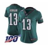 Women's Philadelphia Eagles #13 Nelson Agholor Midnight Green Team Color Vapor Untouchable Limited Player 100th Season Football Jersey