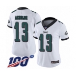 Women's Philadelphia Eagles #13 Nelson Agholor White Vapor Untouchable Limited Player 100th Season Football Jersey