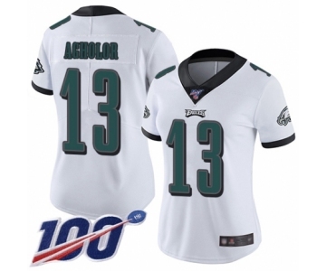 Women's Philadelphia Eagles #13 Nelson Agholor White Vapor Untouchable Limited Player 100th Season Football Jersey