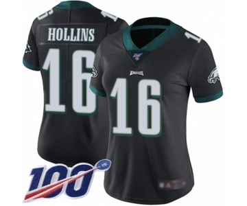 Women's Philadelphia Eagles #16 Mack Hollins Black Alternate Vapor Untouchable Limited Player 100th Season Football Jersey