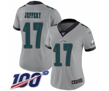 Women's Philadelphia Eagles #17 Alshon Jeffery Limited Silver Inverted Legend 100th Season Football Jersey