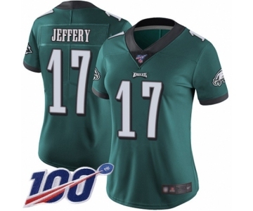 Women's Philadelphia Eagles #17 Alshon Jeffery Midnight Green Team Color Vapor Untouchable Limited Player 100th Season Football Jersey