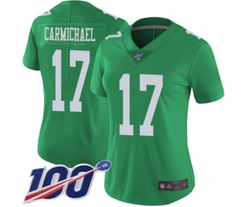 Women's Philadelphia Eagles #17 Harold Carmichael Limited Green Rush Vapor Untouchable 100th Season Football Jersey