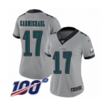 Women's Philadelphia Eagles #17 Harold Carmichael Limited Silver Inverted Legend 100th Season Football Jersey