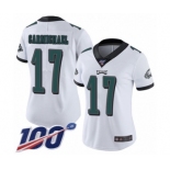 Women's Philadelphia Eagles #17 Harold Carmichael White Vapor Untouchable Limited Player 100th Season Football Jersey