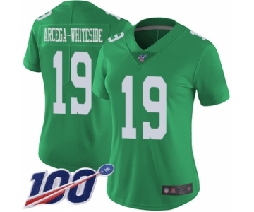 Women's Philadelphia Eagles #19 JJ Arcega-Whiteside Limited Green Rush Vapor Untouchable 100th Season Football Jersey