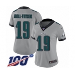 Women's Philadelphia Eagles #19 JJ Arcega-Whiteside Limited Silver Inverted Legend 100th Season Football Jersey