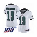 Women's Philadelphia Eagles #19 JJ Arcega-Whiteside White Vapor Untouchable Limited Player 100th Season Football Jersey