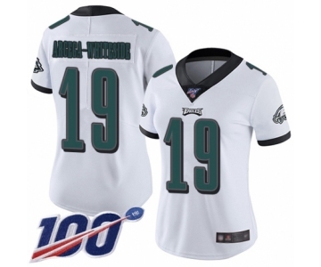 Women's Philadelphia Eagles #19 JJ Arcega-Whiteside White Vapor Untouchable Limited Player 100th Season Football Jersey