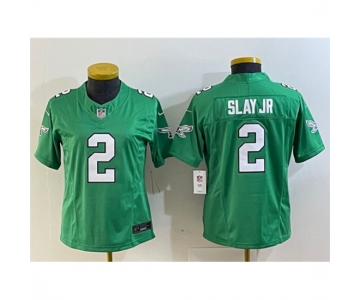 Women's Philadelphia Eagles #2 Darius Slay JR Green 2023 F.U.S.E. Football Stitched Jersey