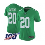 Women's Philadelphia Eagles #20 Brian Dawkins Limited Green Rush Vapor Untouchable 100th Season Football Jersey