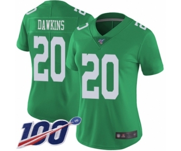 Women's Philadelphia Eagles #20 Brian Dawkins Limited Green Rush Vapor Untouchable 100th Season Football Jersey