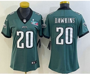 Women's Philadelphia Eagles #20 Brian Dawkins Limited Green Super Bowl LVII Vapor Jersey