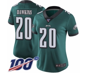 Women's Philadelphia Eagles #20 Brian Dawkins Midnight Green Team Color Vapor Untouchable Limited Player 100th Season Football Jersey