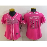 Women's Philadelphia Eagles #20 Brian Dawkins Pink With Patch Cool Base Stitched Baseball Jersey