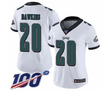 Women's Philadelphia Eagles #20 Brian Dawkins White Vapor Untouchable Limited Player 100th Season Football Jersey