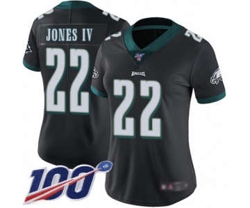 Women's Philadelphia Eagles #22 Sidney Jones Black Alternate Vapor Untouchable Limited Player 100th Season Football Jersey