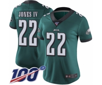 Women's Philadelphia Eagles #22 Sidney Jones Midnight Green Team Color Vapor Untouchable Limited Player 100th Season Football Jersey