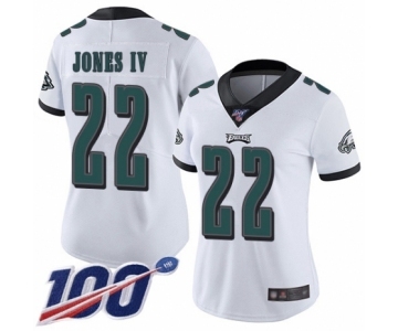 Women's Philadelphia Eagles #22 Sidney Jones White Vapor Untouchable Limited Player 100th Season Football Jersey