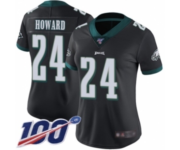 Women's Philadelphia Eagles #24 Jordan Howard Black Alternate Vapor Untouchable Limited Player 100th Season Football Jersey